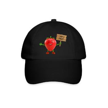 Strawberry with a sign - Baseball Cap - black/black - Front
