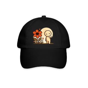Der kleine Gedanke | Blume - Baseballkappe - Schwarz/Schwarz - Vorne