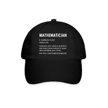 Mathematiker-Definition Lustiges Mathematik-Substantiv - Baseballkappe - Schwarz/Schwarz - Vorne