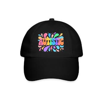 Regenbogen-Autistischer Stolz - Baseballkappe - Schwarz/Schwarz - Vorne