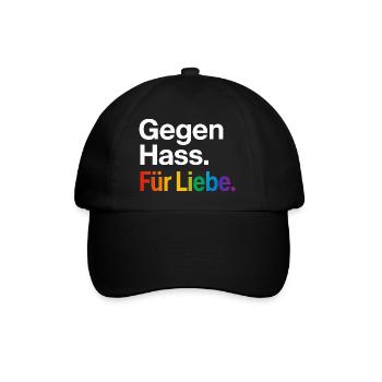 Regenbogen Liebe Statement Spruch Shirt CSD - Baseballkappe - Schwarz/Schwarz - Vorne