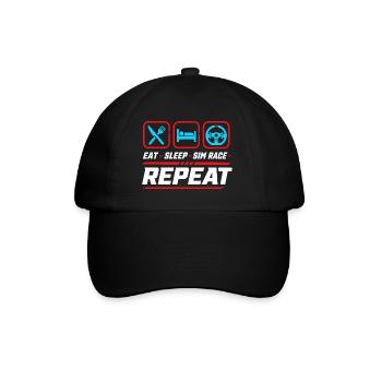 Eat sleep sim race repeat für Sim Racing Fans - Baseballkappe - Schwarz/Schwarz - Vorne