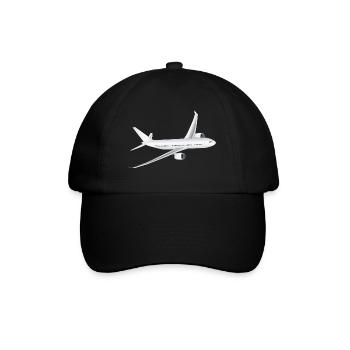 Flugzeug - Baseballkappe - Schwarz/Schwarz - Vorne