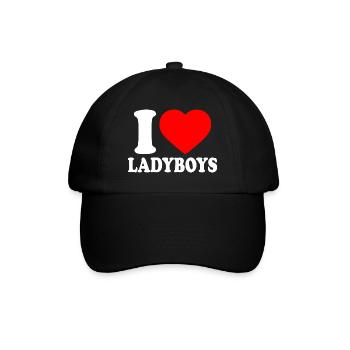 I love ladyboys - Baseballkappe - Schwarz/Schwarz - Vorne