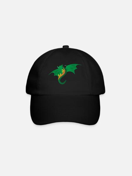 Grüner Drache - Kinder Motiv - Baseballkappe - Schwarz/Schwarz