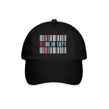 1971 birthday 51 years 51st anniversary retro barcode - Baseball Cap - black/black - Front