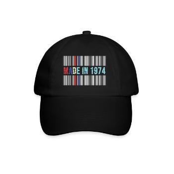 1974 birthday 48 years 48th anniversary retro barcode - Baseball Cap - black/black - Front