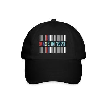 1973 birthday 49 years 49th anniversary retro barcode - Baseball Cap - black/black - Front