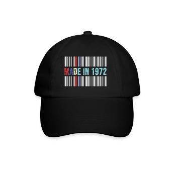 1972 geburtstag 50 jahre 50.jubiläum retro barcode - Baseballkappe - Schwarz/Schwarz - Vorne