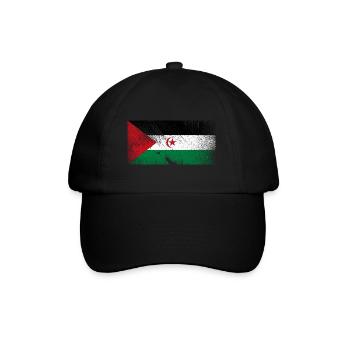 Western Sahara Flagge - Vintage Grunge - Baseballkappe - Schwarz/Schwarz - Vorne