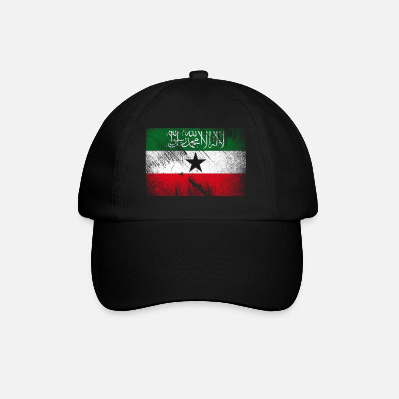 Somaliland Flagge - Vintage Grunge - Baseballkappe - Schwarz/Schwarz