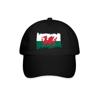 Wales National Flag - brush vertical - Baseballkappe - Schwarz/Schwarz - Vorne
