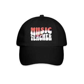 Retro Typographic Music Teacher Design - Baseball Cap - black/black - Front