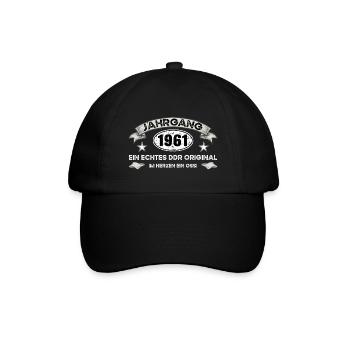 Jahrgang 1961 DDR Geburtstag Ossi - Baseballkappe - Schwarz/Schwarz - Vorne