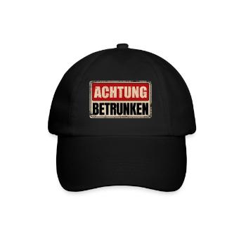 ACHTUNG BETRUNKEN - Baseballkappe - Schwarz/Schwarz - Vorne