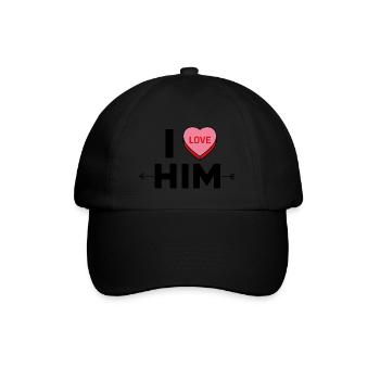 "I love him" / V-Day - Baseballkappe - Schwarz/Schwarz - Vorne