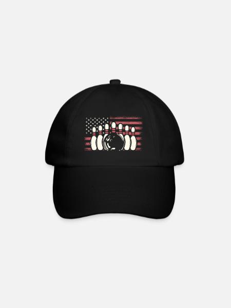 Patriotischer Bowlingspieler USA Flagge Bowling - Baseballkappe - Schwarz/Schwarz