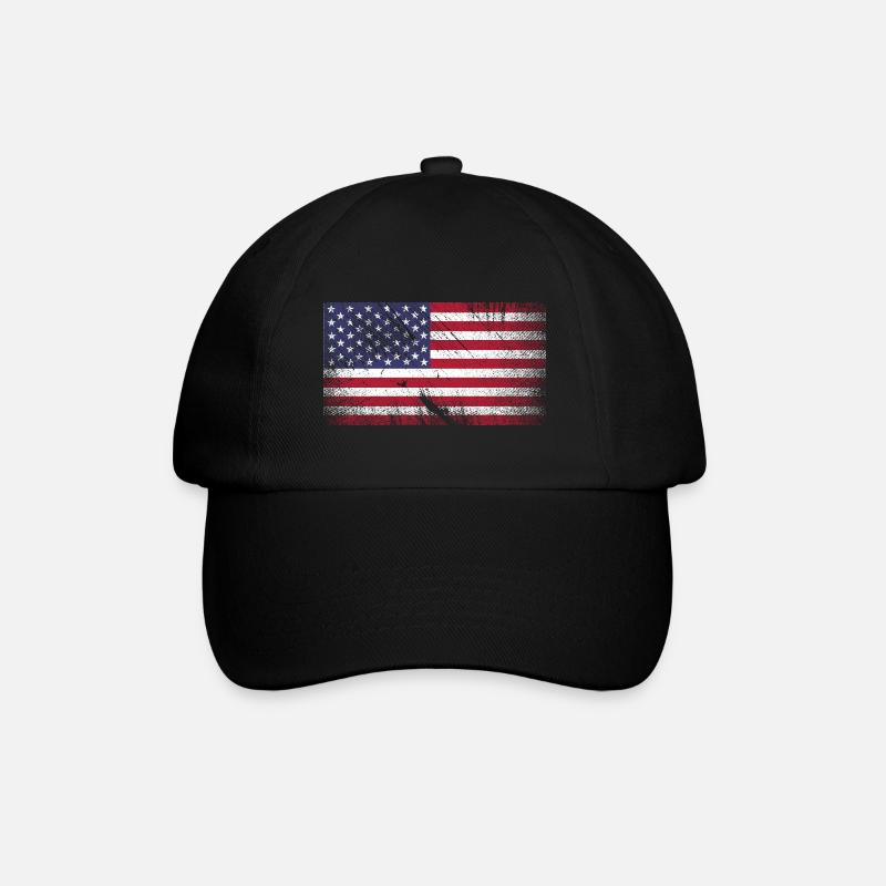 USA Flagge - Vintage Grunge - Baseballkappe - Schwarz/Schwarz