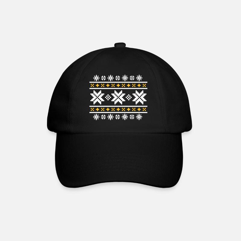 Norweger-Muster (Winter) 02.1 - Baseballkappe - Schwarz/Schwarz