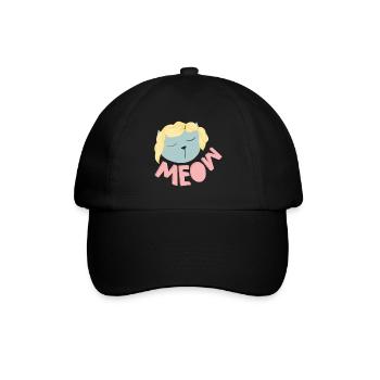 MEOW Katze Shirt - Baseballkappe - Schwarz/Schwarz - Vorne