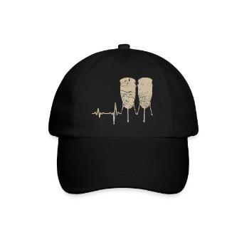 Geschenk Heartbeat Trommel Bongo - Baseballkappe - Schwarz/Schwarz - Vorne
