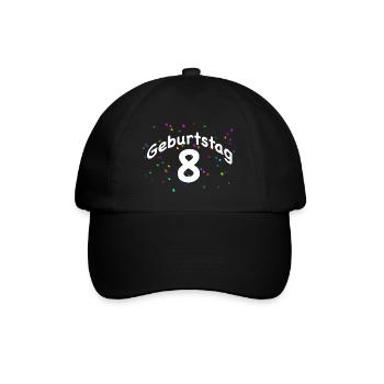 ANNIVERSAIRE 8 I 8ème anniversaire I Huit avec des confettis - Casquette classique - noir/noir - Devant