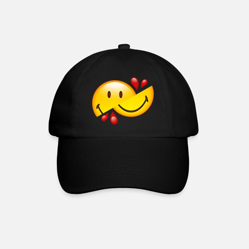 Smiley Glossy Cut in Half - Baseball Cap - black/black