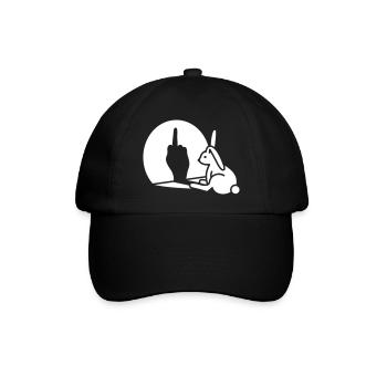Kaninchen Schatten Hand FUCK OFF Mittelfinger - Baseballkappe - Schwarz/Schwarz - Vorne