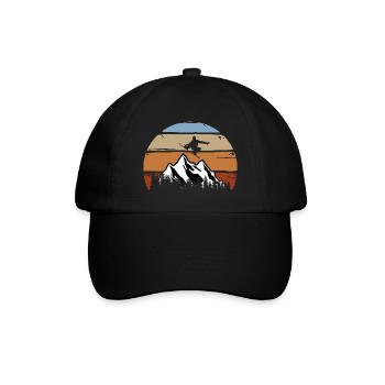 Sowboarder, Berge, Wintersport, Schnee, vintage - Baseballkappe - Schwarz/Schwarz - Vorne