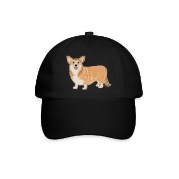Stehender Corgi - Baseballkappe - Schwarz/Schwarz - Vorne