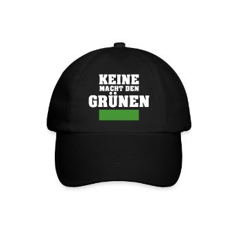 Anti Grüne Gegen die Grünen Keine Macht den Grünen - Baseballkappe - Schwarz/Schwarz - Vorne