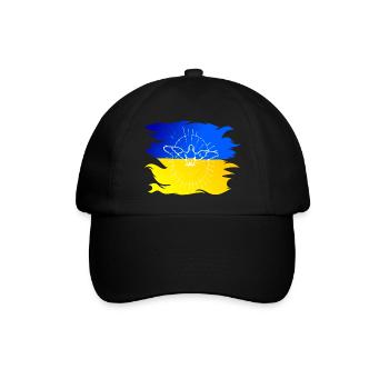 Ukraine Flagge mit Friedenstaube - Baseballkappe - Schwarz/Schwarz - Vorne