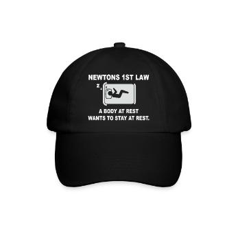 Newtons 1. Gesetzt - ruhender Körper - Baseballkappe - Schwarz/Schwarz - Vorne