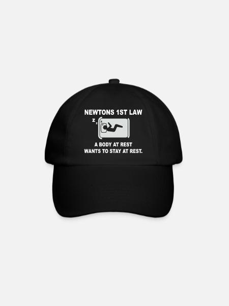 Newtons 1. Gesetzt - ruhender Körper - Baseballkappe - Schwarz/Schwarz