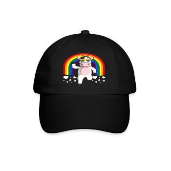 Regenbogen Einhorn LGBTQ - Baseballkappe - Schwarz/Schwarz - Vorne