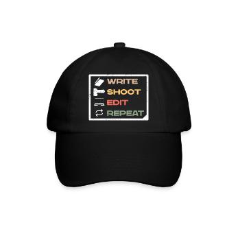 Journalist Journalism Write Edit Repeat - Baseballkappe - Schwarz/Schwarz - Vorne