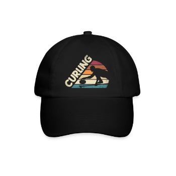 Curlign Sport Curler Curling Player Silhouette - Baseballkappe - Schwarz/Schwarz - Vorne
