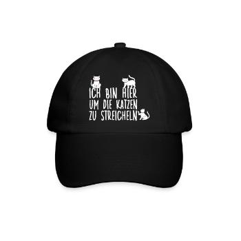 Lustiges Crazy Katzen Motiv Neko Katzenhalter - Baseballkappe - Schwarz/Schwarz - Vorne