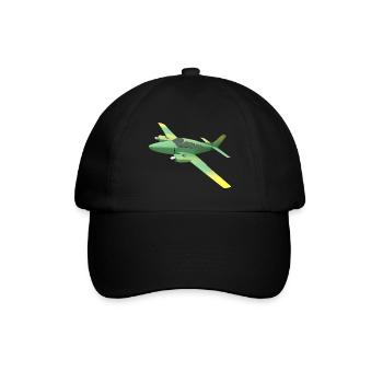 Zweimotoriges Propellerflugzeug - Baseballkappe - Schwarz/Schwarz - Vorne