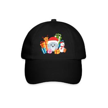 Christmas Cat Present - Baseballkappe - Schwarz/Schwarz - Vorne