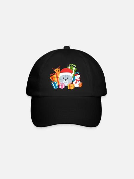 Christmas Cat Present - Baseballkappe - Schwarz/Schwarz