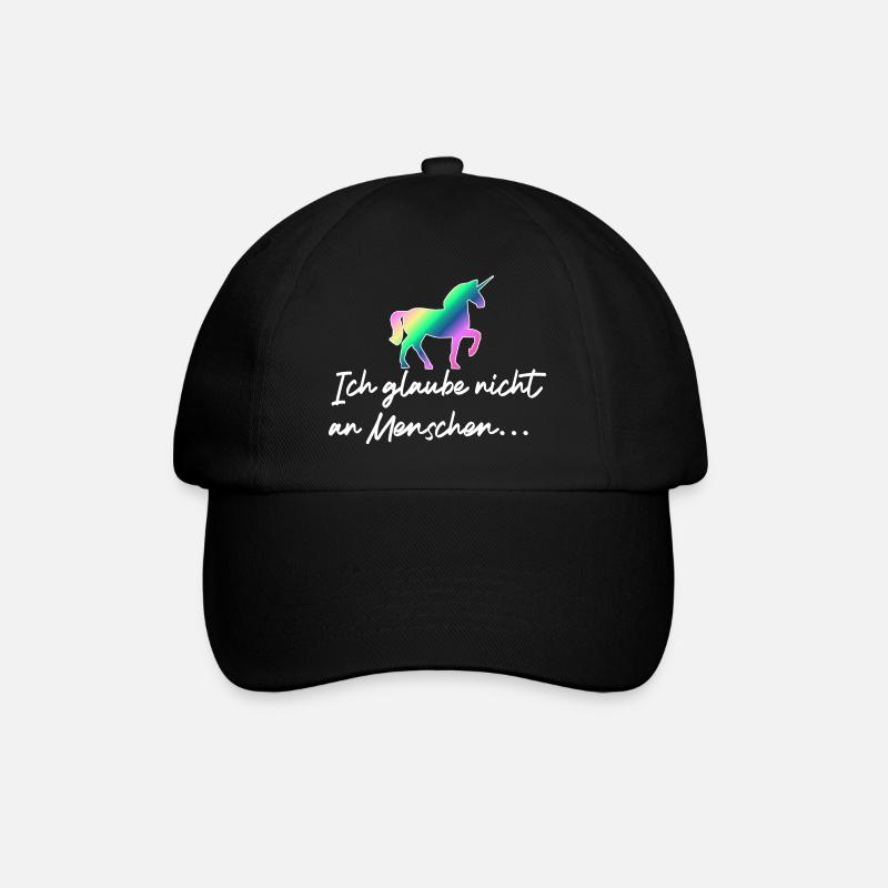 Einhorn / Ich glaube nicht an Menschen - Baseballkappe - Schwarz/Schwarz