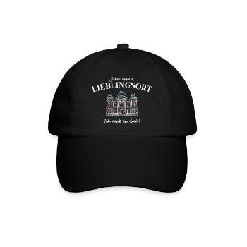 Ich denk an dich, Lieblingsort - Baseballkappe - Schwarz/Schwarz - Vorne