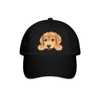 Niedlicher Golden Retriever Welpenkopf - Baseballkappe - Schwarz/Schwarz - Vorne