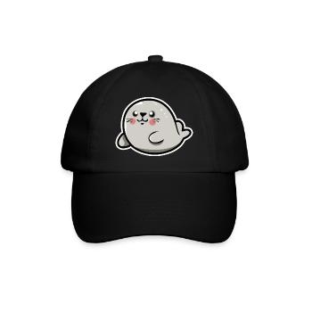 Kawaii Chibi Seal Baby - Baseball Cap - black/black - Front