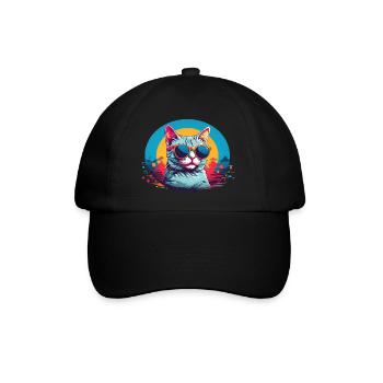 Cool Cat with Sungalsses - Baseball Cap - black/black - Front