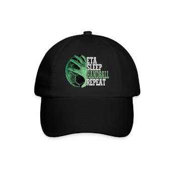 Eat Sleep Handball Repeat Handballspieler Lustig - Baseballkappe - Schwarz/Schwarz - Vorne