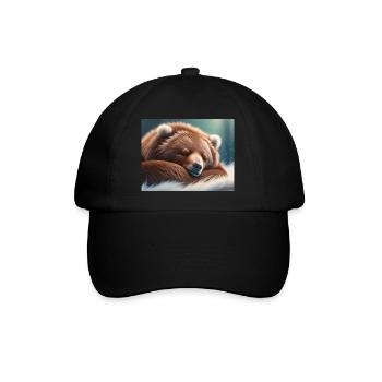Cute animals doing hibernation – brown bear - Baseball Cap - black/black - Front