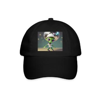 niedliche kleine grüne retro vintage alien jeden tag - Baseballkappe - Schwarz/Schwarz - Vorne