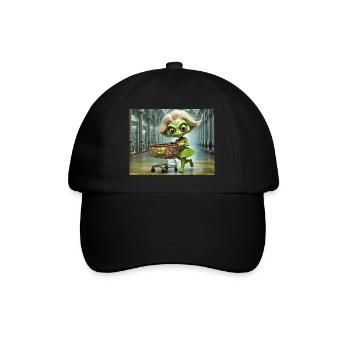 cute little green retro vintage alien everyday - Baseball Cap - black/black - Front
